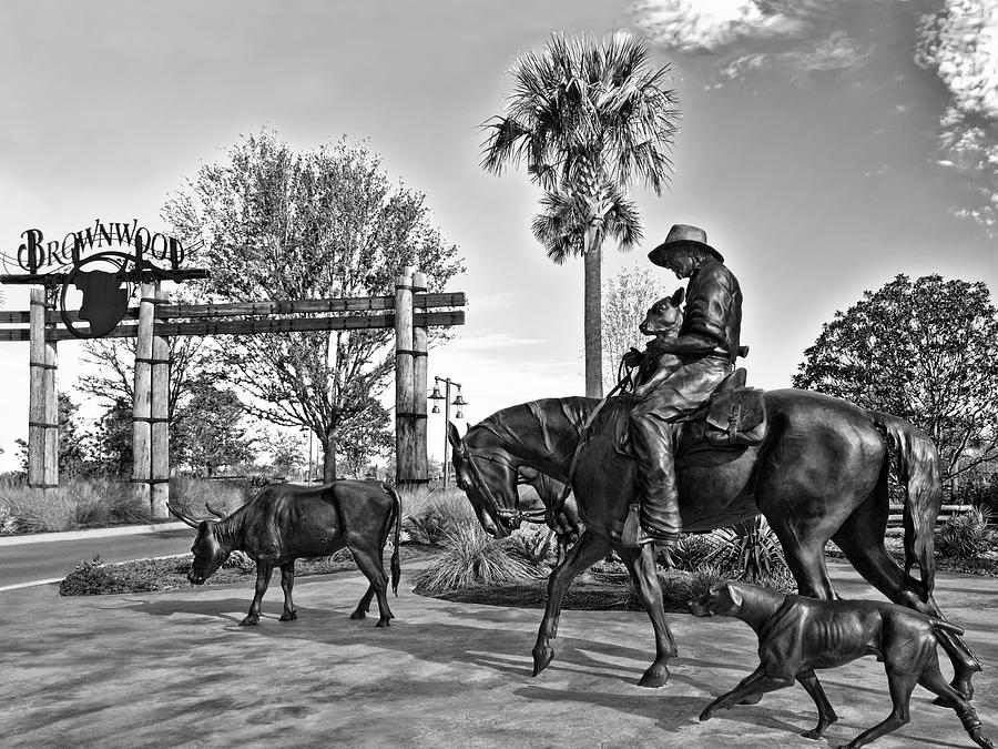 Black and White of Brownwood Cowboy Photograph by Betty Eich