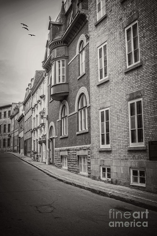 Summer Photograph - Black and white old style photo of Old Quebec City by Edward Fielding