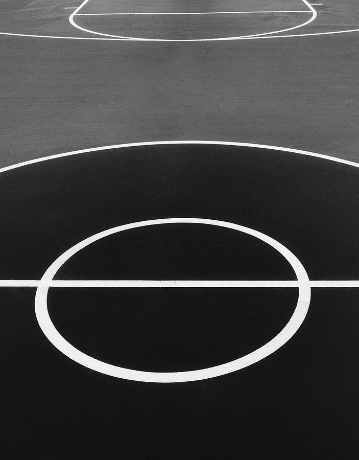 basketball court black and white photography