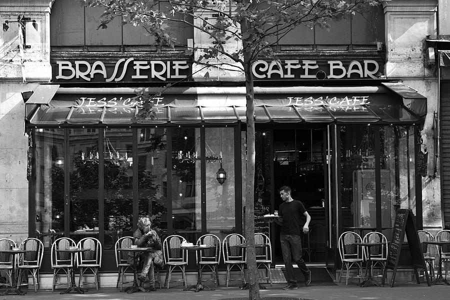 Black and White Paris Cafe Bar Photograph by Georgia Fowler