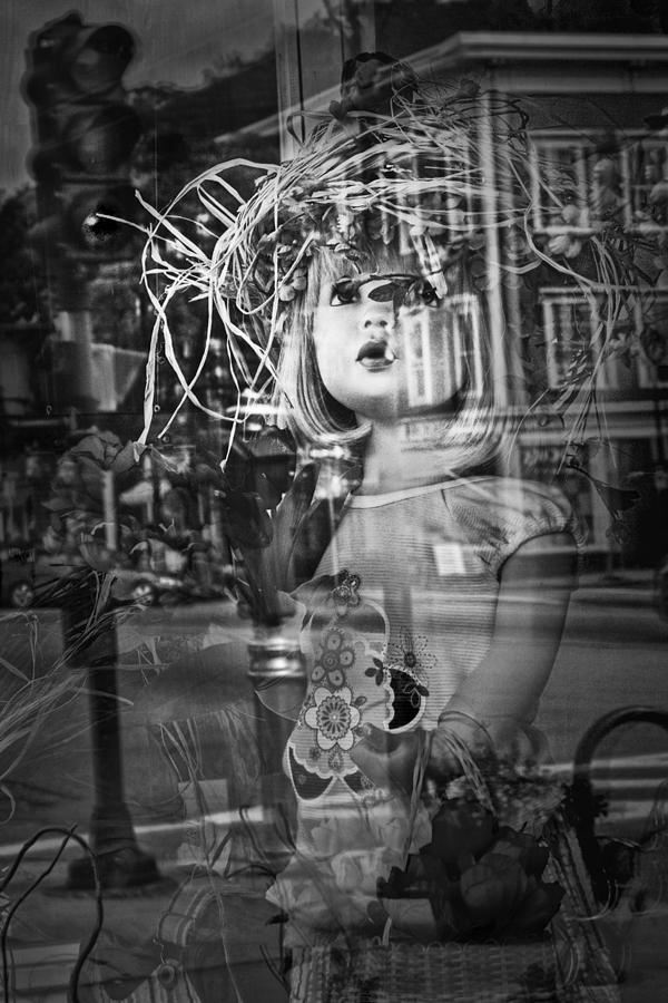 Black and White Photograph of a Child Mannequin in shop display window Photograph by Randall Nyhof