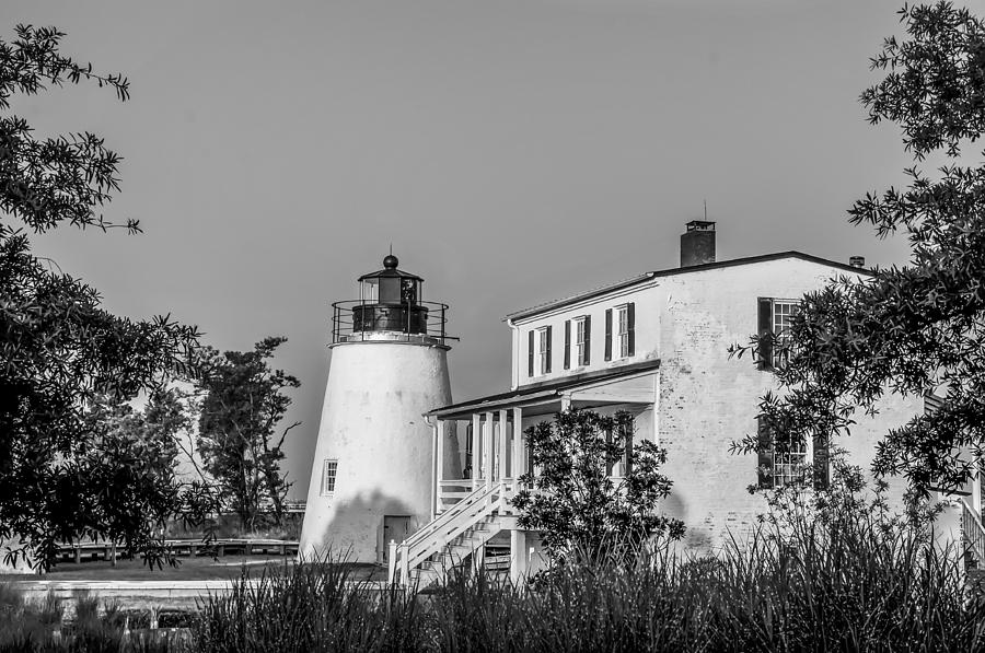 Black and White Piney Point Lighthouse Photograph by Bill Cannon