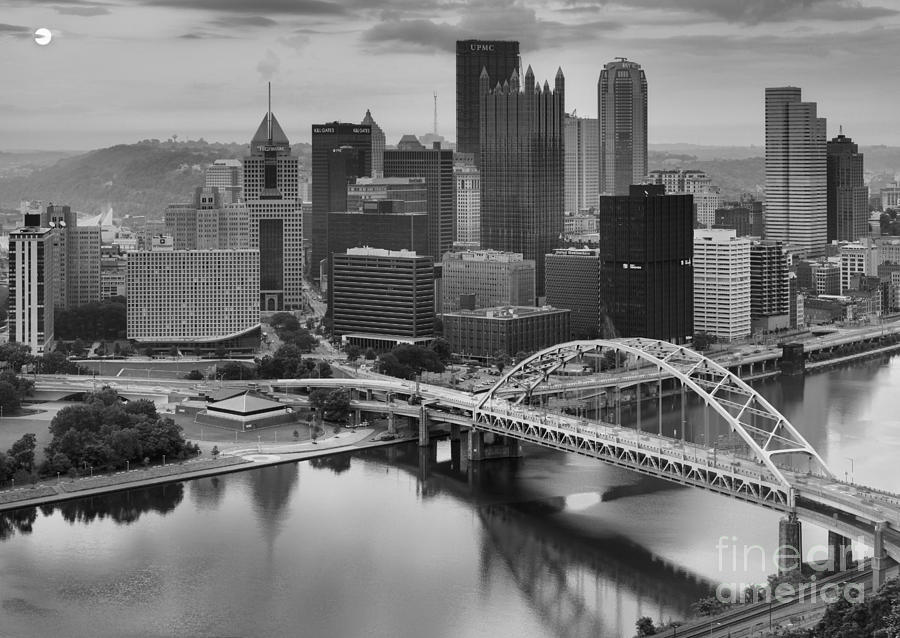 Black And White Pittsburgh Sunrise Photograph by Adam Jewell