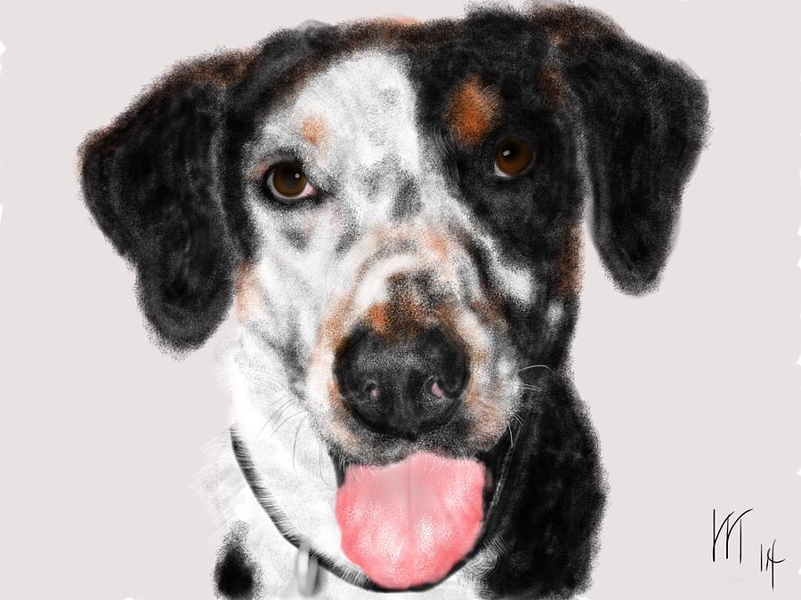 Black and White Pup Painting by Lois Ivancin Tavaf