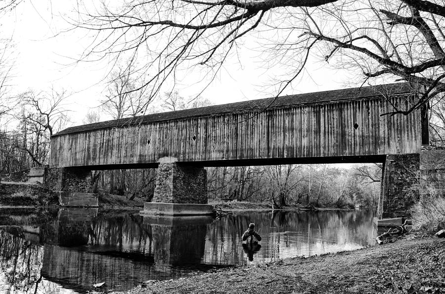 Black And White Photograph - Black and White Schofield Ford Covered Bridge by Bill Cannon