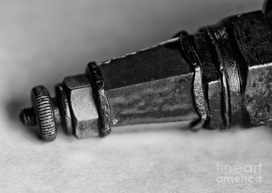 Black and White Spark Plug Photograph by Wilma  Birdwell