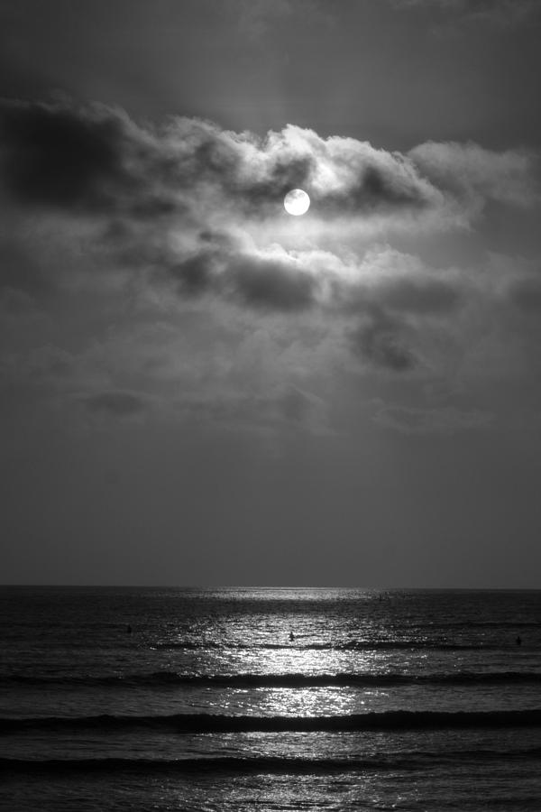 Black and White Sunset at San Onofre Photograph by Richard Cheski