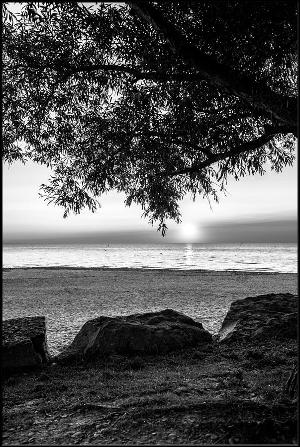 Beach Photograph - Black and White Sunset by Jim Markiewicz