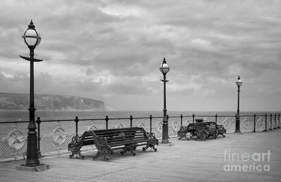 Black And White Swanage Pier Photograph by Linsey Williams