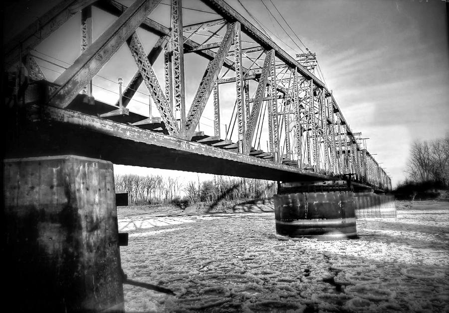 Transportation Photograph - Black And White Train Bridge by Dustin Soph