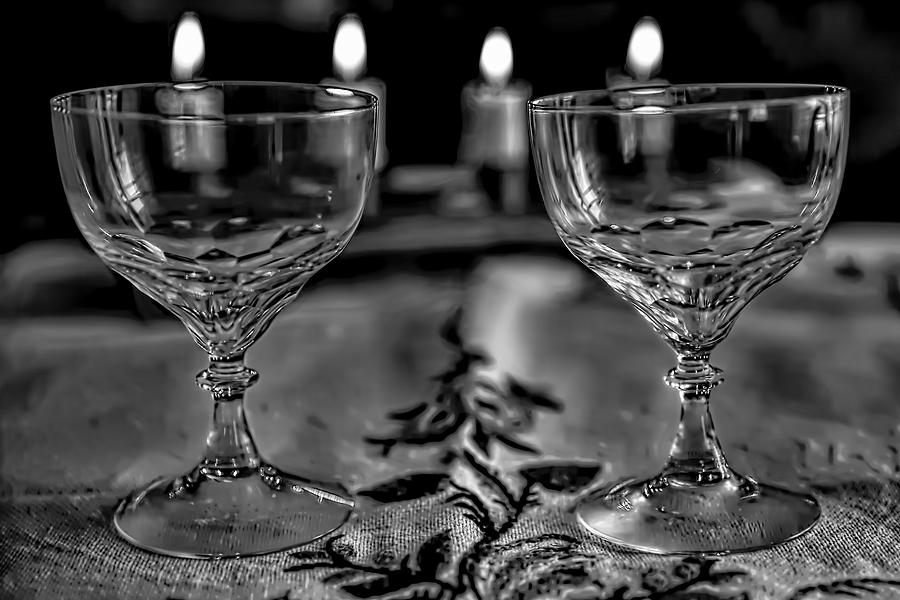 Black and white Two #glasses And Four #lights Photograph by Leif Sohlman