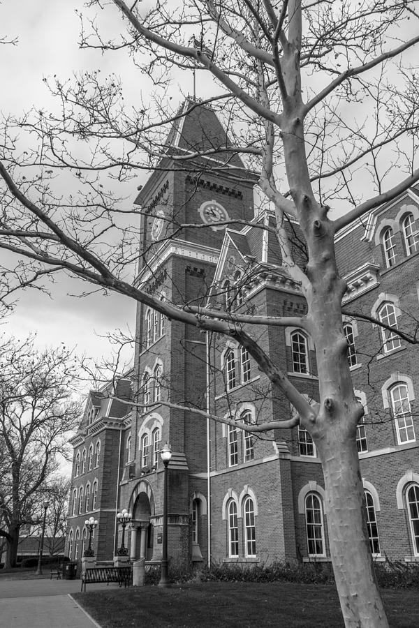 Ohio State University Photograph - Black and White University Hall   by John McGraw