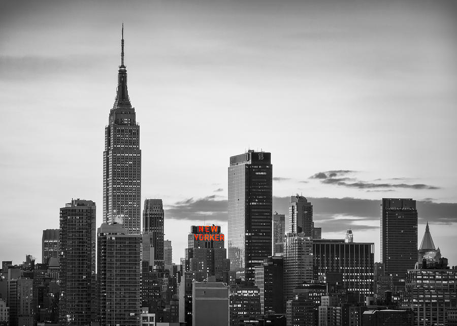 Black And White Version Of The New York City Skyline With Empire Photograph