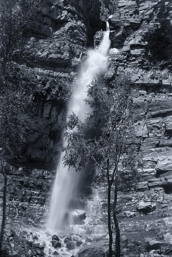 Black and White Waterfall Photograph by Melany Sarafis