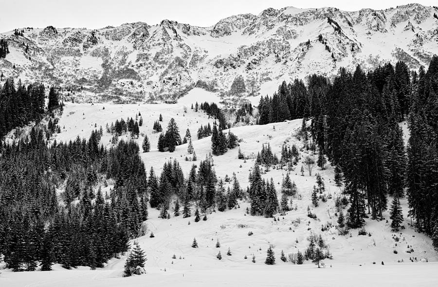 Black and white winter scene in the Alps Photograph by Matthias Hauser