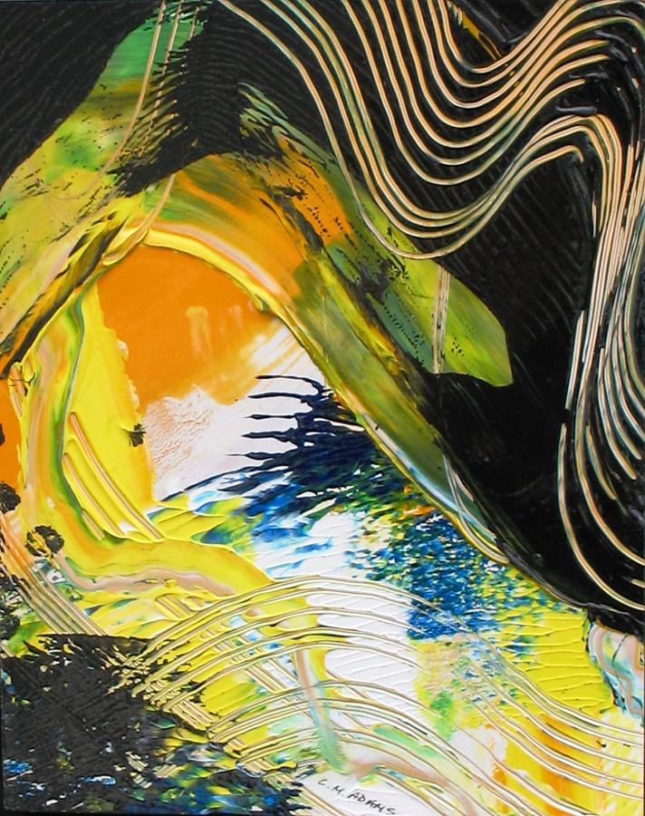 Black and Yellow Abstract Painting by Louise Adams