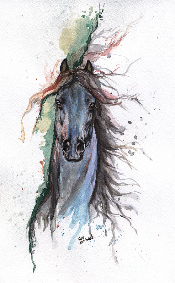 Horse Painting - Black Beauty 2014 06 12  by Ang El