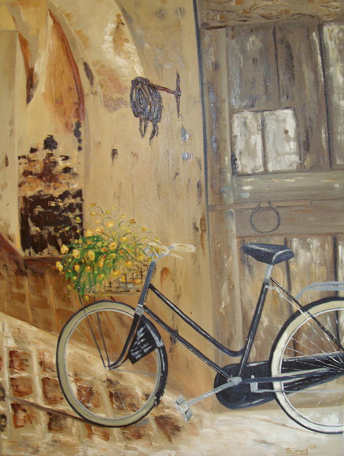 Black Bicycle Painting by Sunel De Lange
