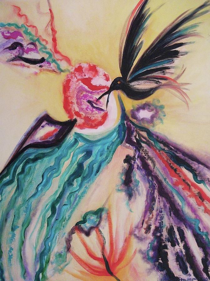 Abstract Painting - Black Bird Tequila by Suzanne  Marie Leclair