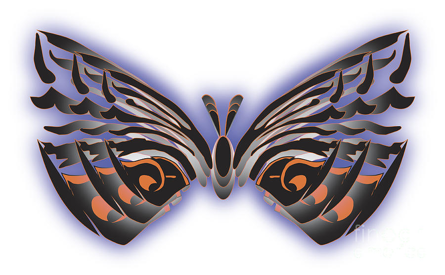 Black Blue Orange Butterfly Digital Art by Christine Perry