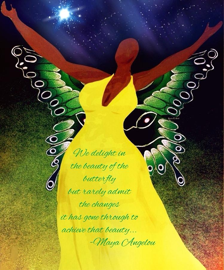 Black Butterfly - Tribute to Maya Angelou Digital Art by Romaine Head