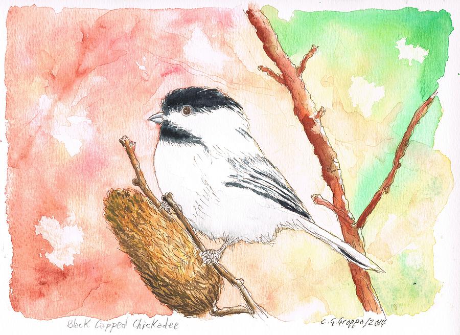 Black Capped Chickadee Painting by Carlos G Groppa