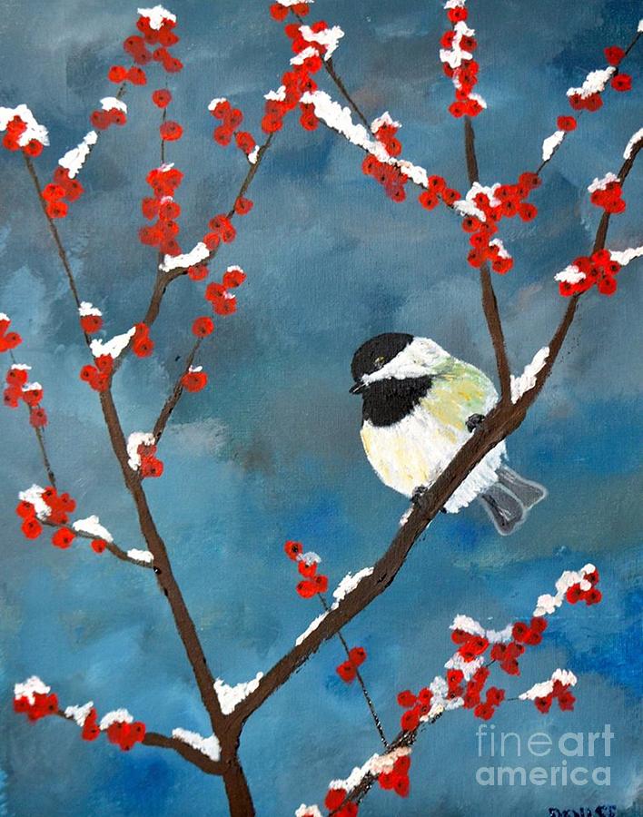 Black-Capped Chickadee Painting by Denise Tomasura
