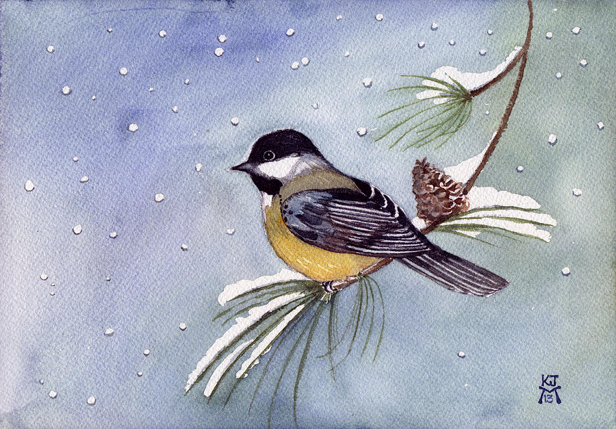 Black-capped Chickadee Painting by Katherine Miller