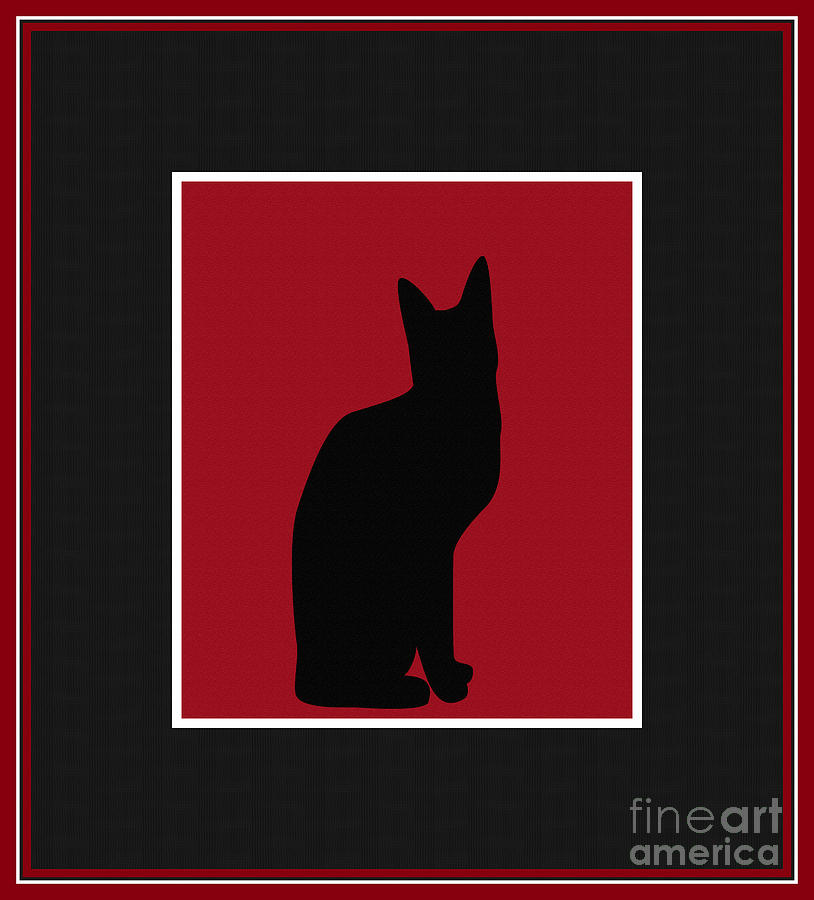 Black Cat and Herringbone Duvet 2 Digital Art by Barbara A Griffin