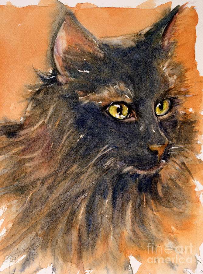 Black Cat Painting by Judith Levins