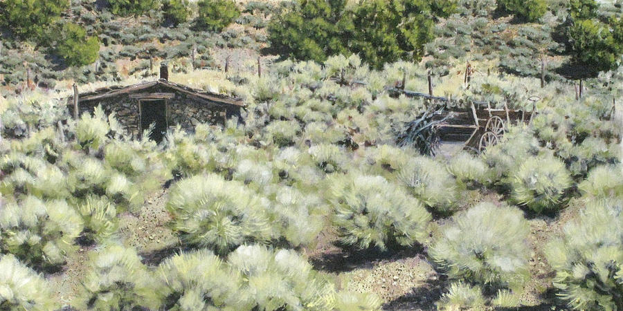 Landscape Painting - Black Cat Mine Ione Nevada by Richard Eaves Woods