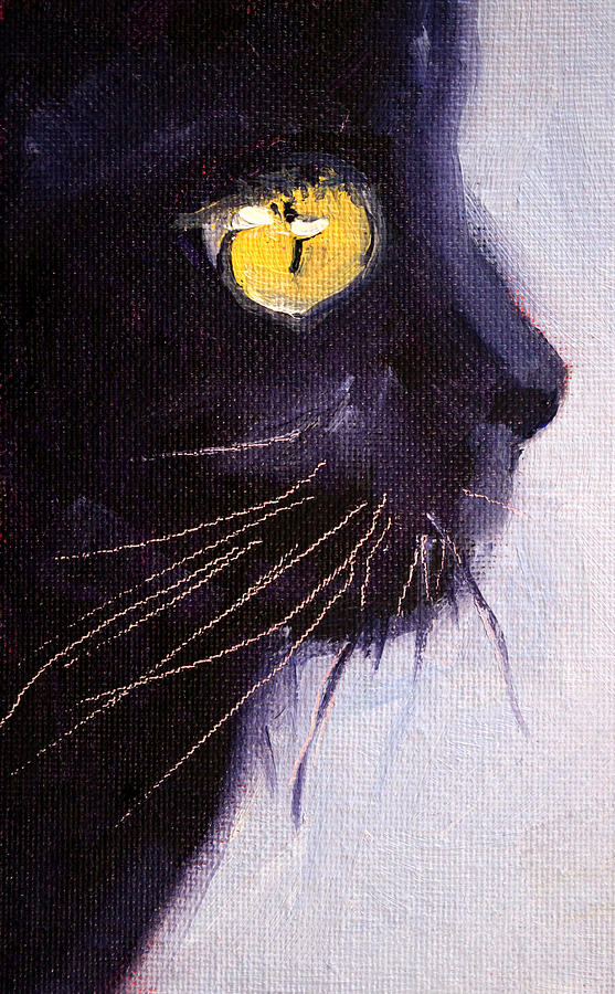 Black Cat Painting by Nancy Merkle