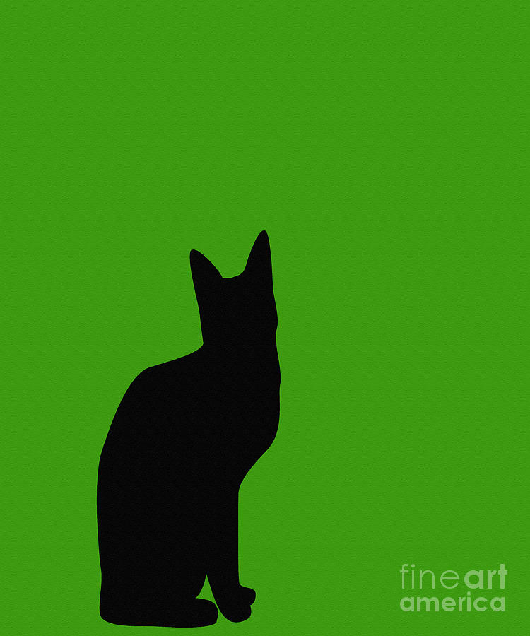 A minimalist logo of a cat's silhouette in green