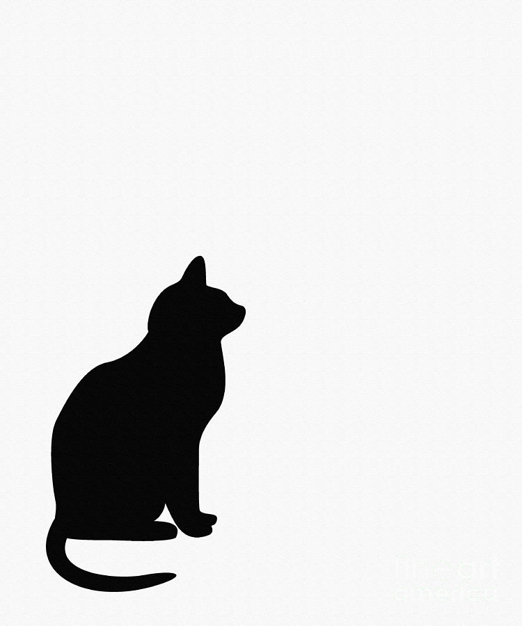 Black Cat Silhouette on a White Background Digital Art by Barbara A Griffin