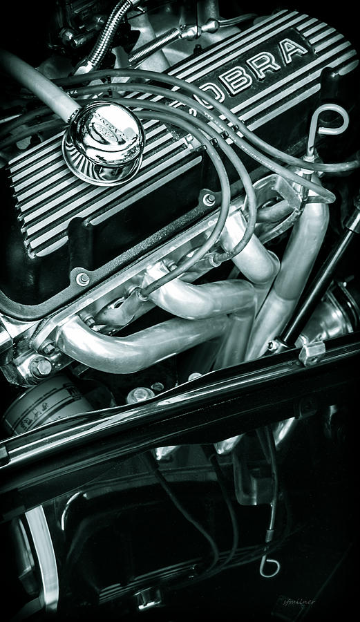Car Photograph - Black Cobra - Ford Cobra Engines by Steven Milner