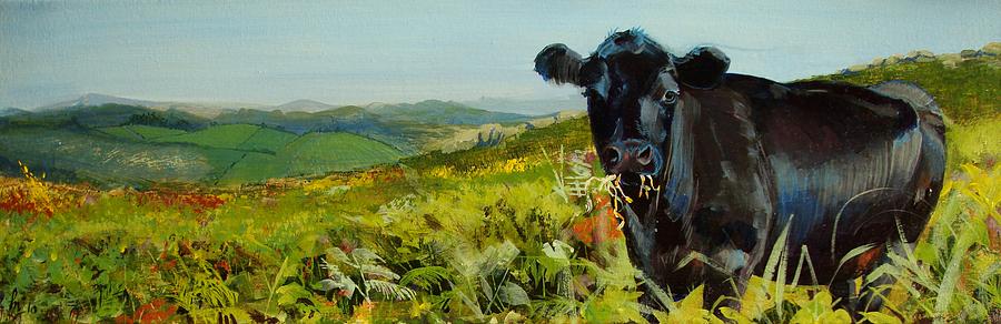 Black Cow Dartmoor Painting