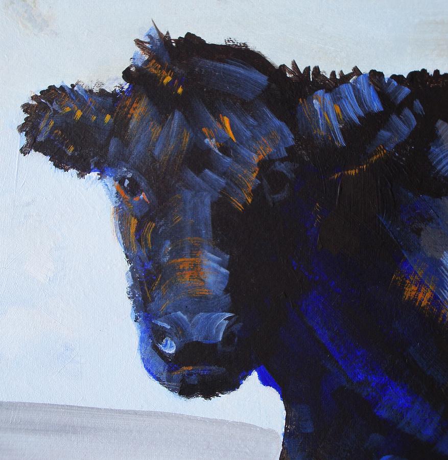 Black Cow Head Painting by Mike Jory