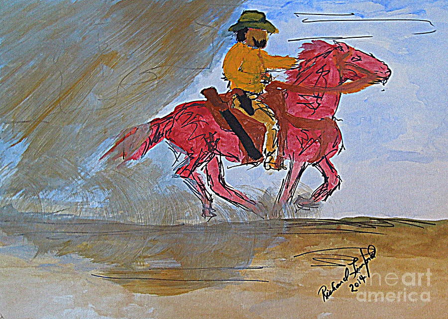 Honoring Black Cowboy forgotten in America Painting by Richard W Linford