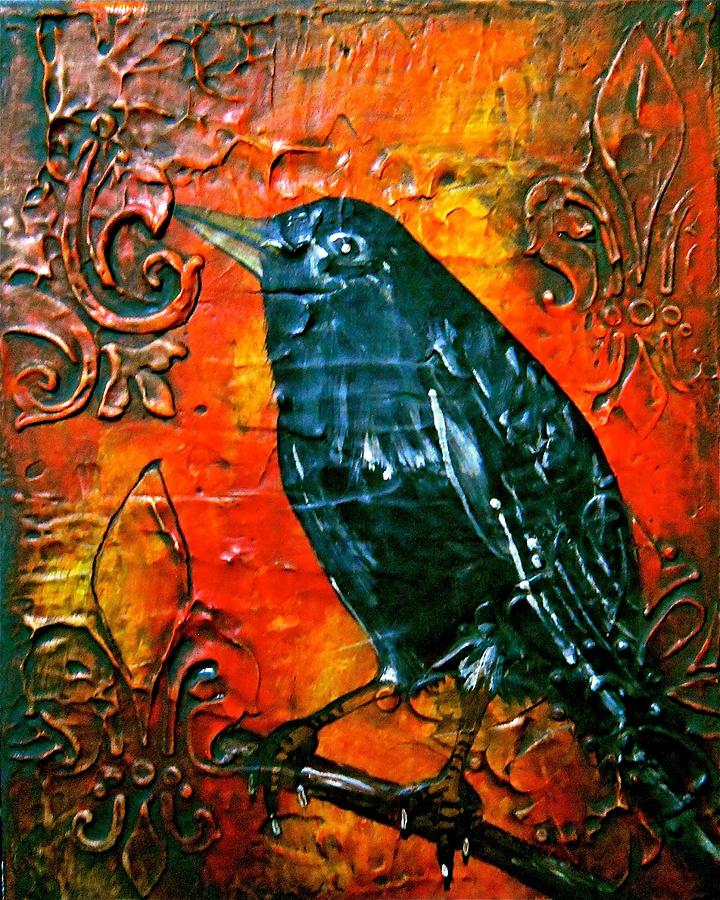 Black Crow - Fleur De Lis Painting Painting by Laura Carter