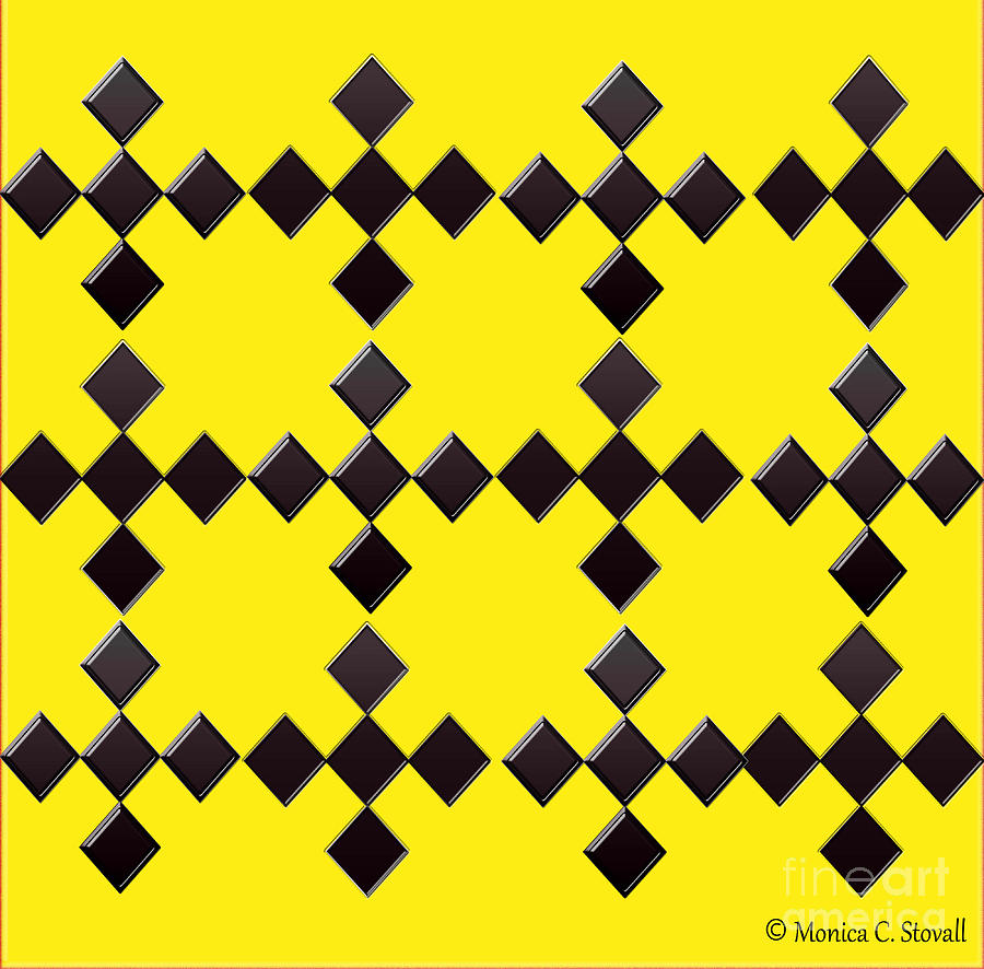 Black Diamonds on Bright Yellow Design Digital Art by Monica C Stovall
