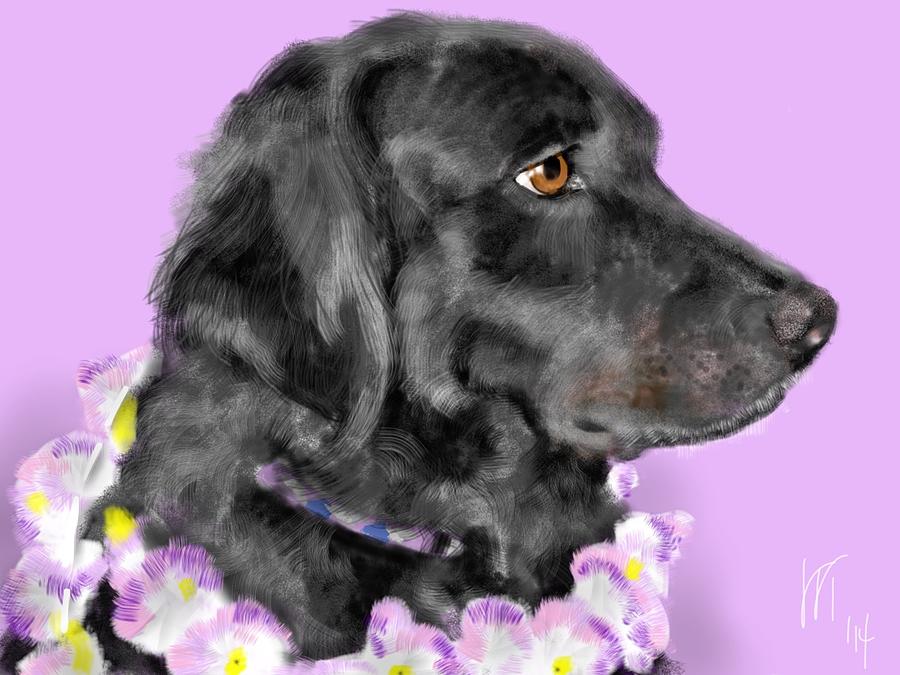 Black Dog Pretty in Lavender Painting by Lois Ivancin Tavaf