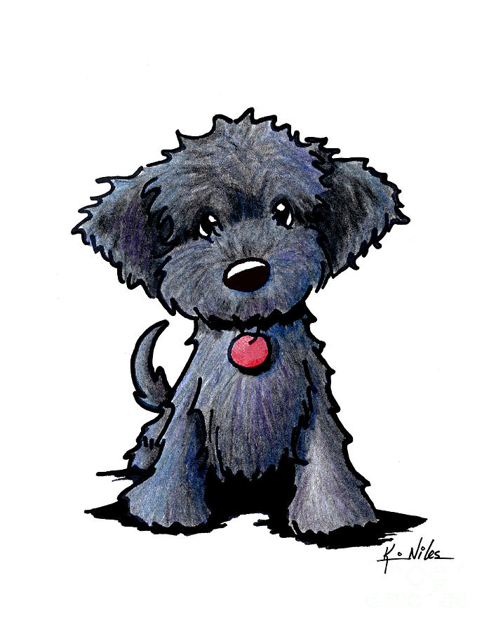 Black Doodle Puppy Drawing by Kim Niles