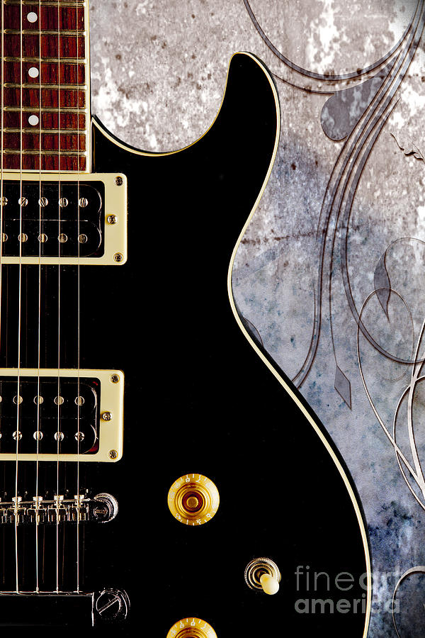 Black Electric Guitar Photograph on Fine Art Color 3324.02 Photograph by M K Miller