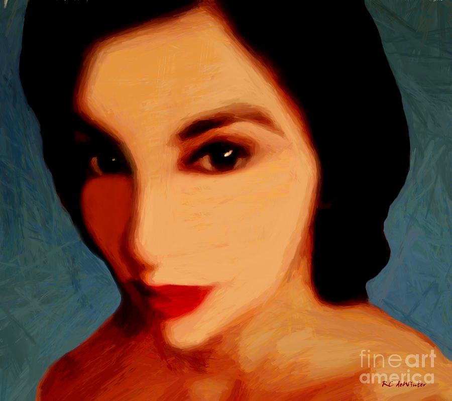Portrait Painting - Black-Eyed Beauty by RC DeWinter