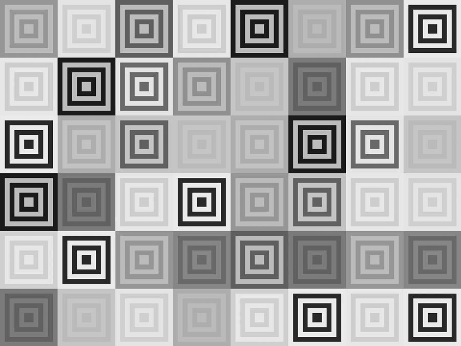 Black. Grey and white square repeated pattern Drawing by Dex Image