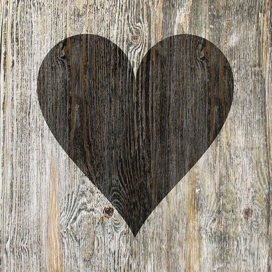 Black Heart Playing Card On White Washed Wood Photograph by Suzanne Powers