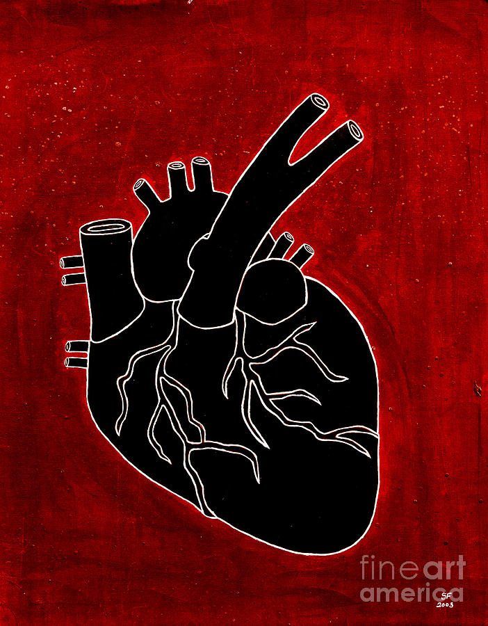 Black heart Painting by Stefanie Forck