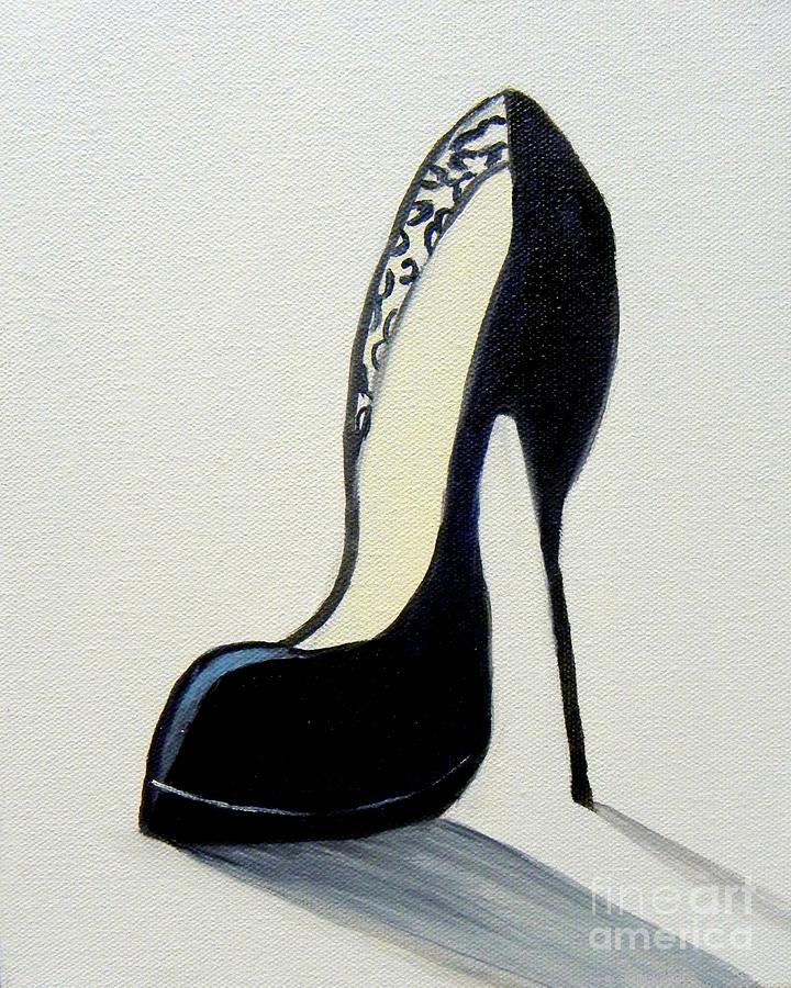 Black High Heel Shoe Painting by Shelia Kempf