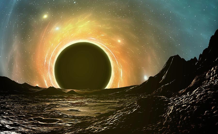 Space Photograph - Black Hole Seen From Planet by Mark Garlick/science Photo Library
