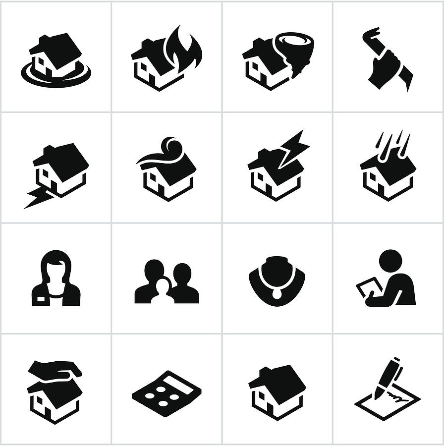 Black Homeowners Insurance Icons Drawing by Appleuzr